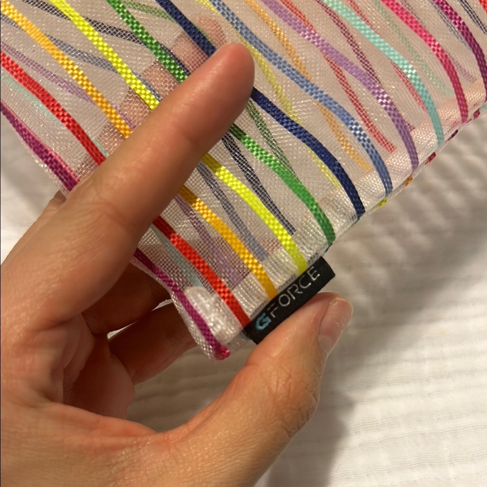 Colorful Striped Mesh Pouch - Picture 2 of 5